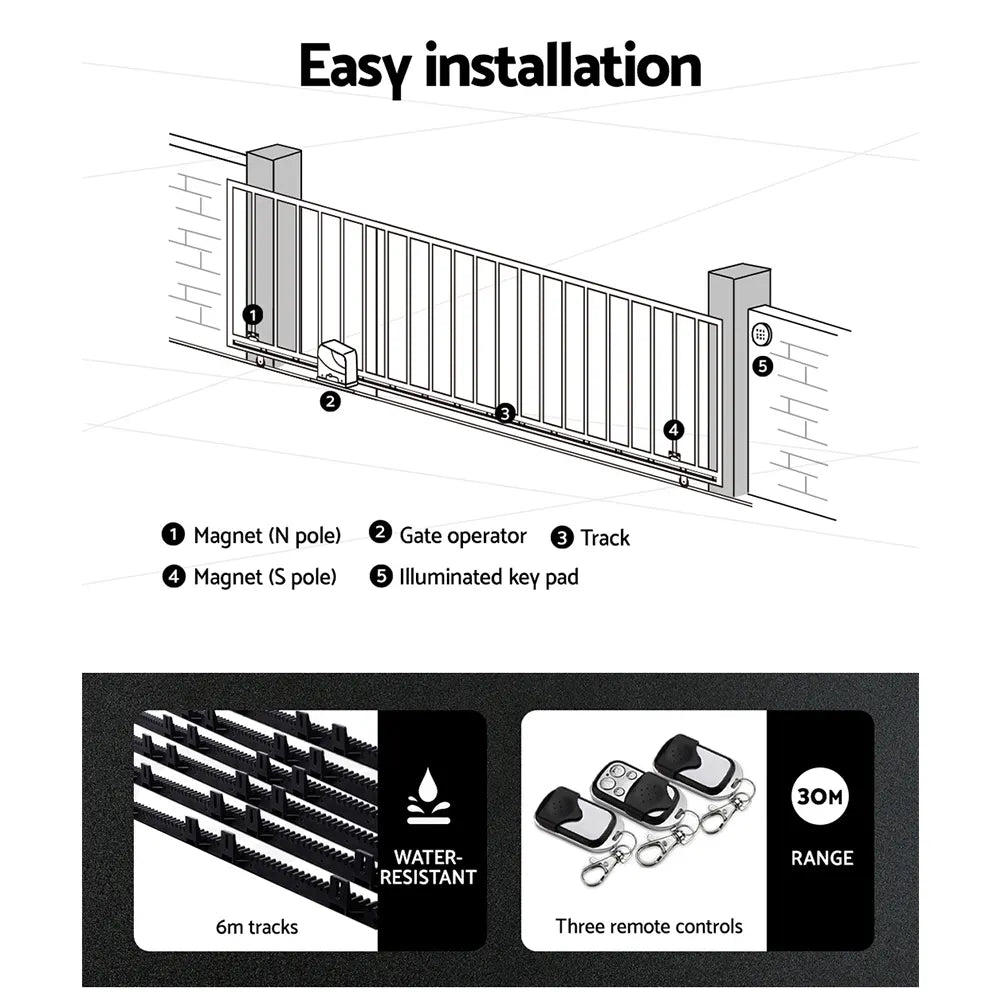 LockMaster Automatic Sliding Gate Opener Kit 6M 600KG - Image 5