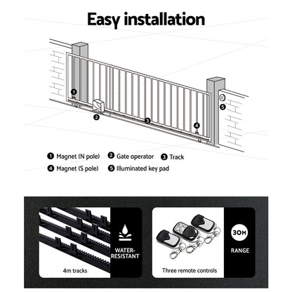 LockMaster Automatic Sliding Gate Opener Kit 10W Solar 4M 600KG - Image 6
