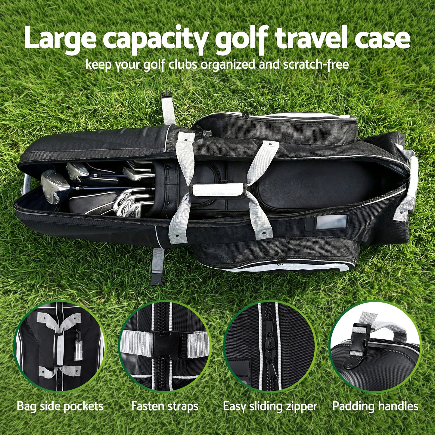 Everfit Golf Travel Bags for Airlines with Wheels Golf Clubs Hard Case Foldable - Image 5