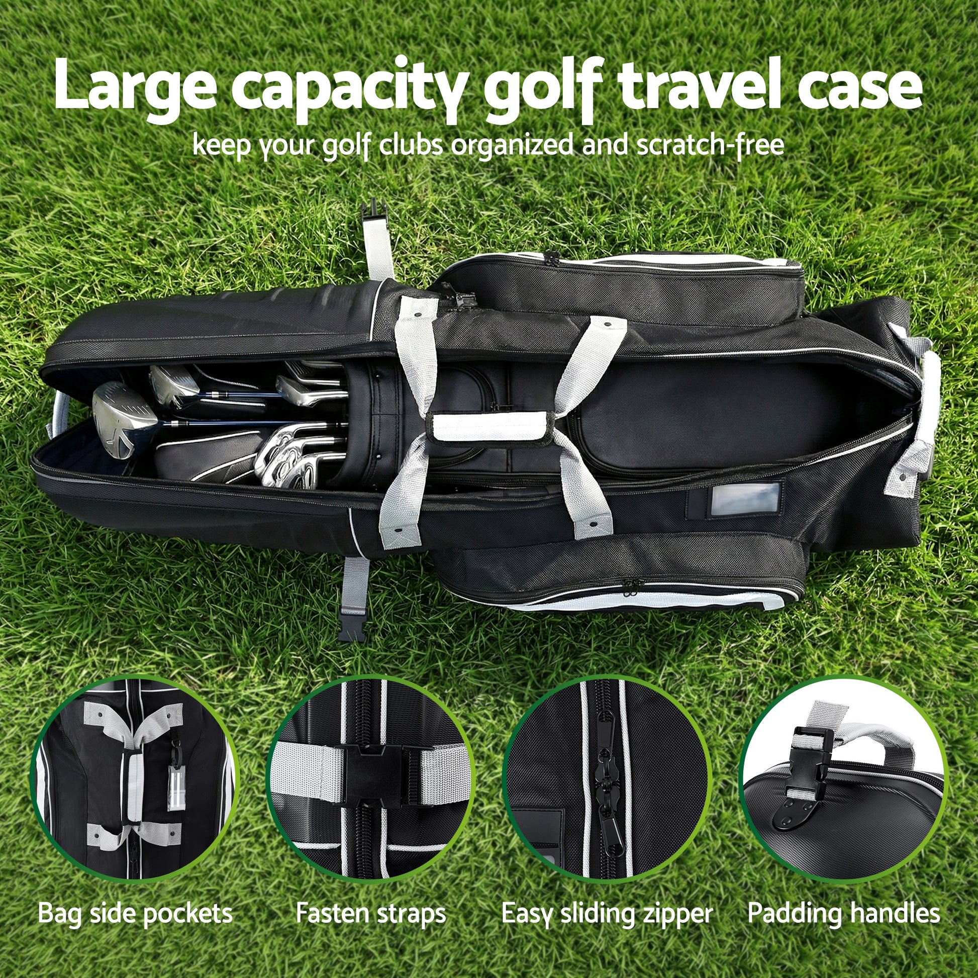 Everfit Golf Travel Bags for Airlines with Wheels Golf Clubs Hard Case Foldable - Image 5