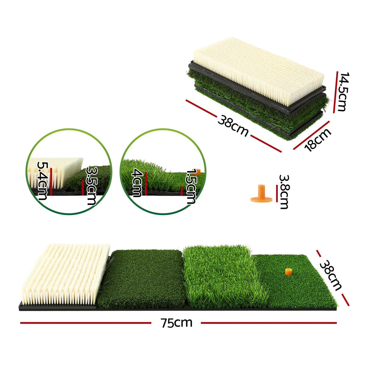 Everfit Golf Hitting Mat Practice Turf 4 in 1 Foldable Training Aid Backyard - Image 2