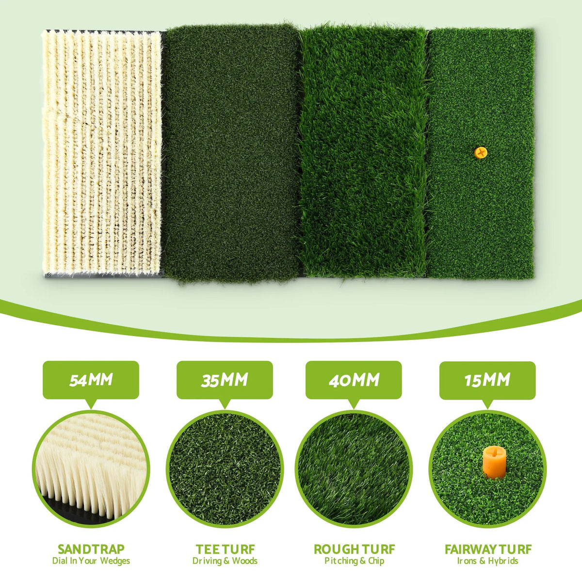 Everfit Golf Hitting Mat Practice Turf 4 in 1 Foldable Training Aid Backyard - Image 5