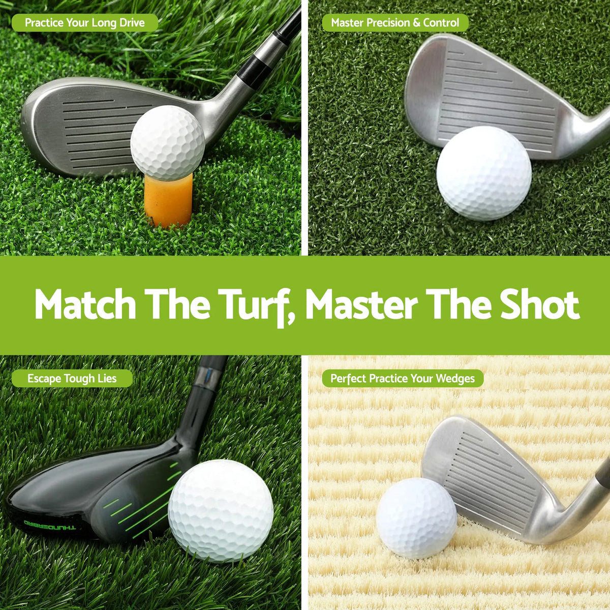 Everfit Golf Hitting Mat Practice Turf 4 in 1 Foldable Training Aid Backyard - Image 6