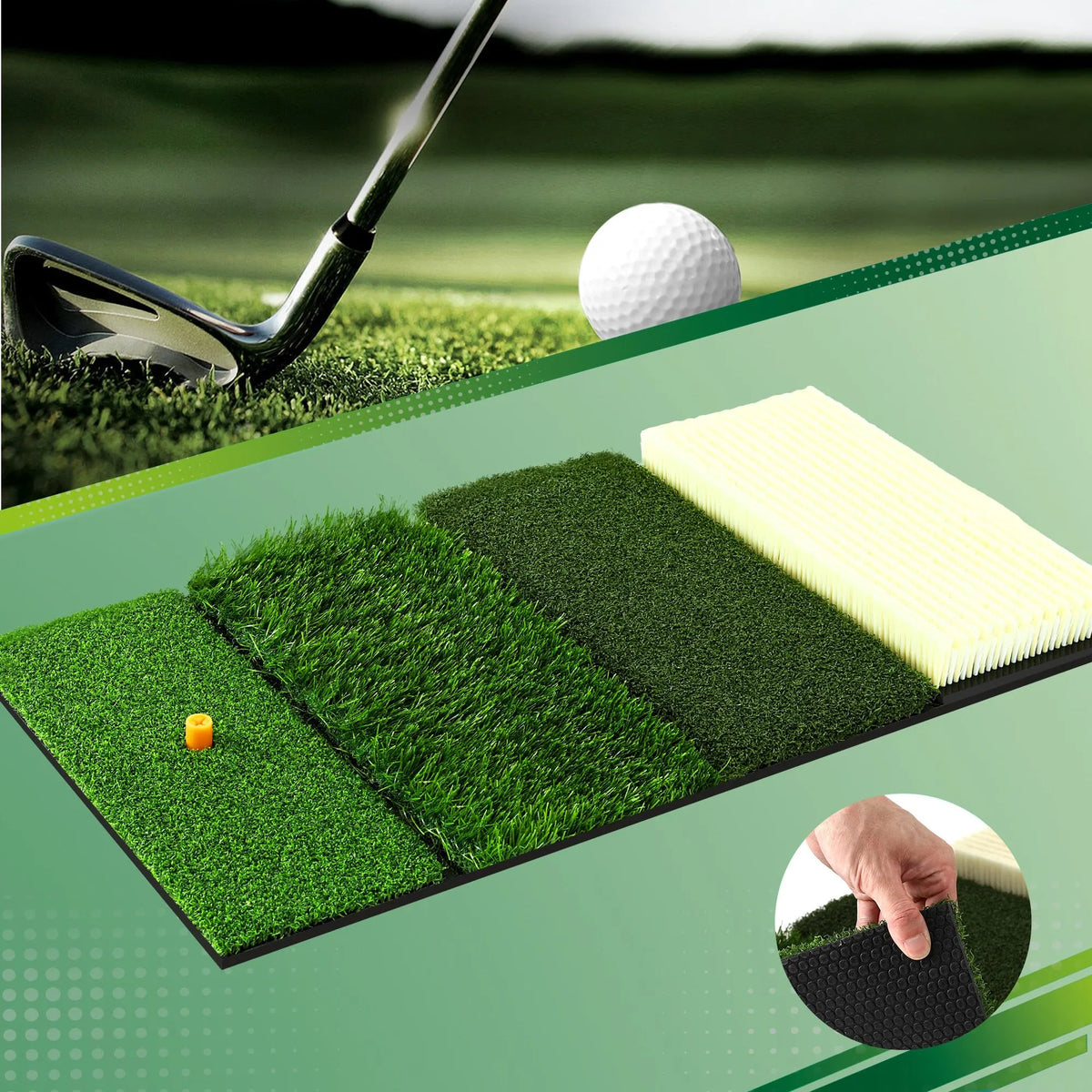 Everfit Golf Hitting Mat Practice Turf 4 in 1 Foldable Training Aid Backyard - Image 9