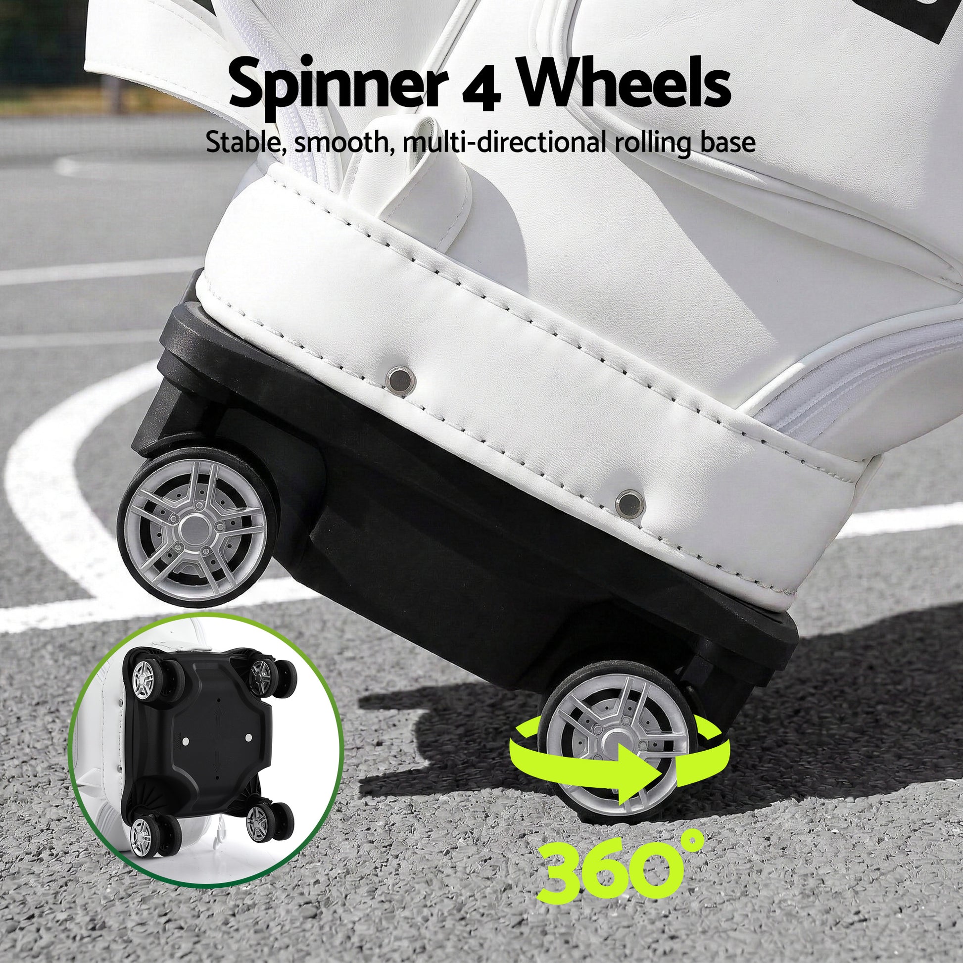 Everfit Golf Cart Bag Rolling Buggy Club Organiser Synthetic Leather White - Image 5