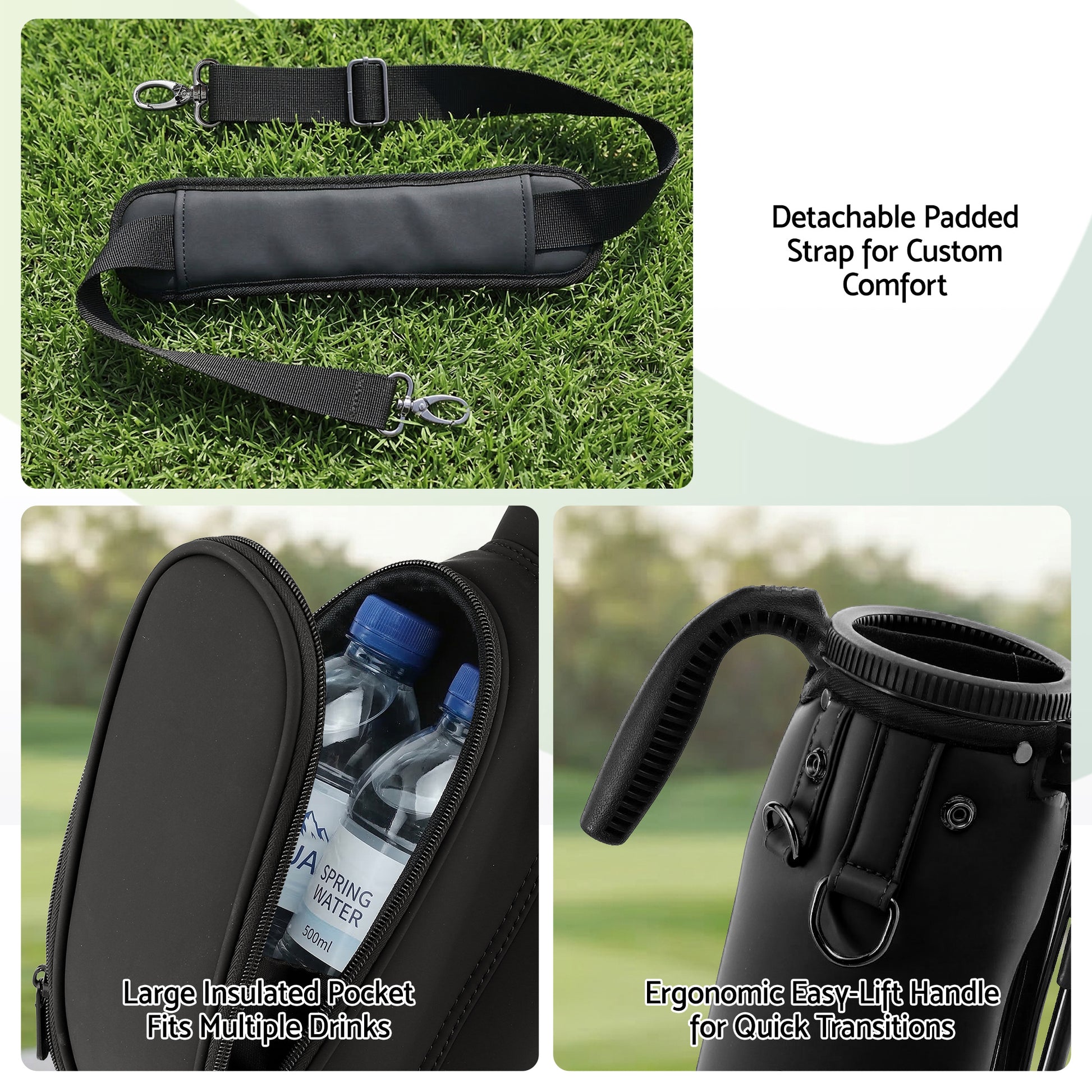 Everfit Golf Stand Bag Lightweight Sunday Pitch And Putt Bag Black - Image 8
