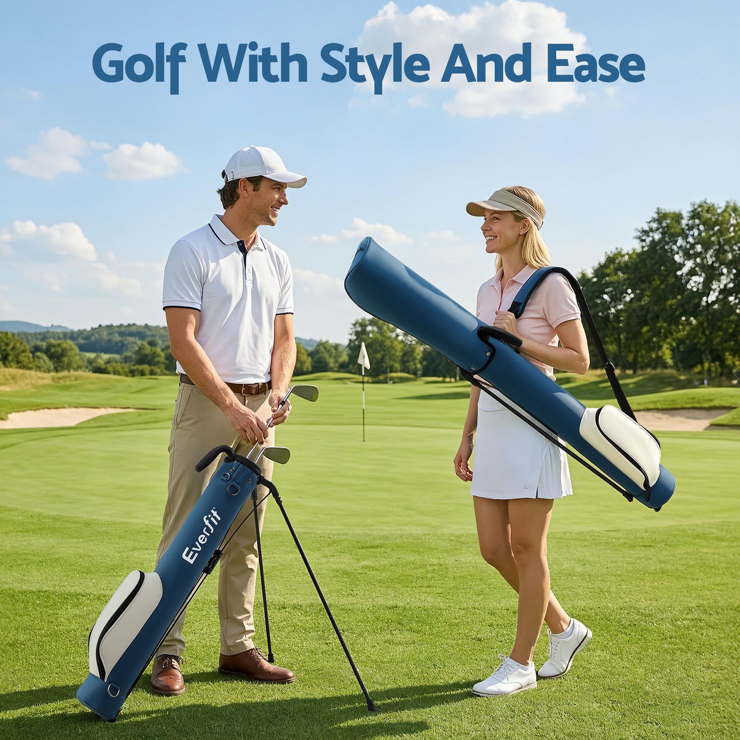 Everfit Golf Stand Bag Lightweight Sunday Pitch And Putt Bag Blue - Image 9
