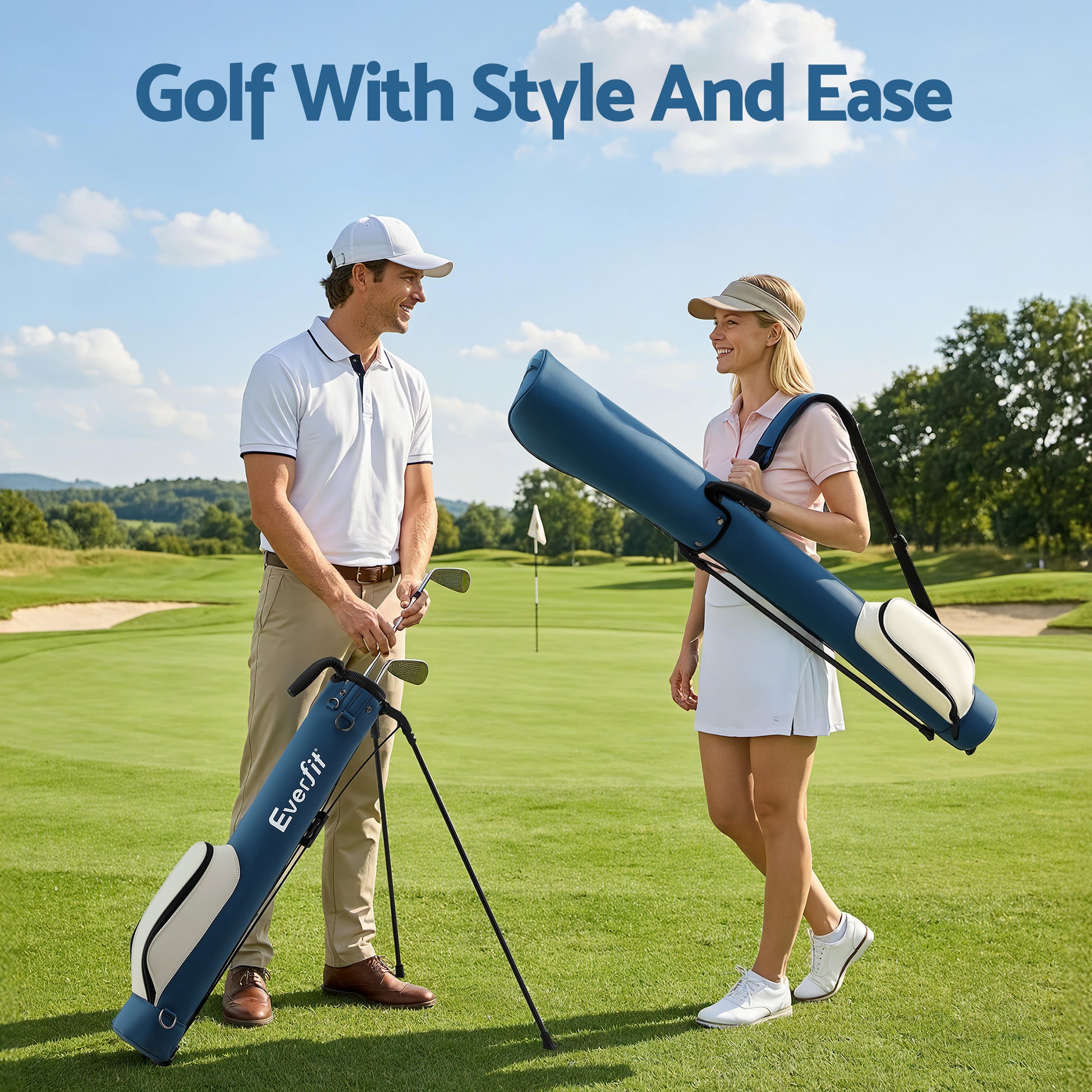 Everfit Golf Stand Bag Lightweight Sunday Pitch And Putt Bag Blue - Image 9