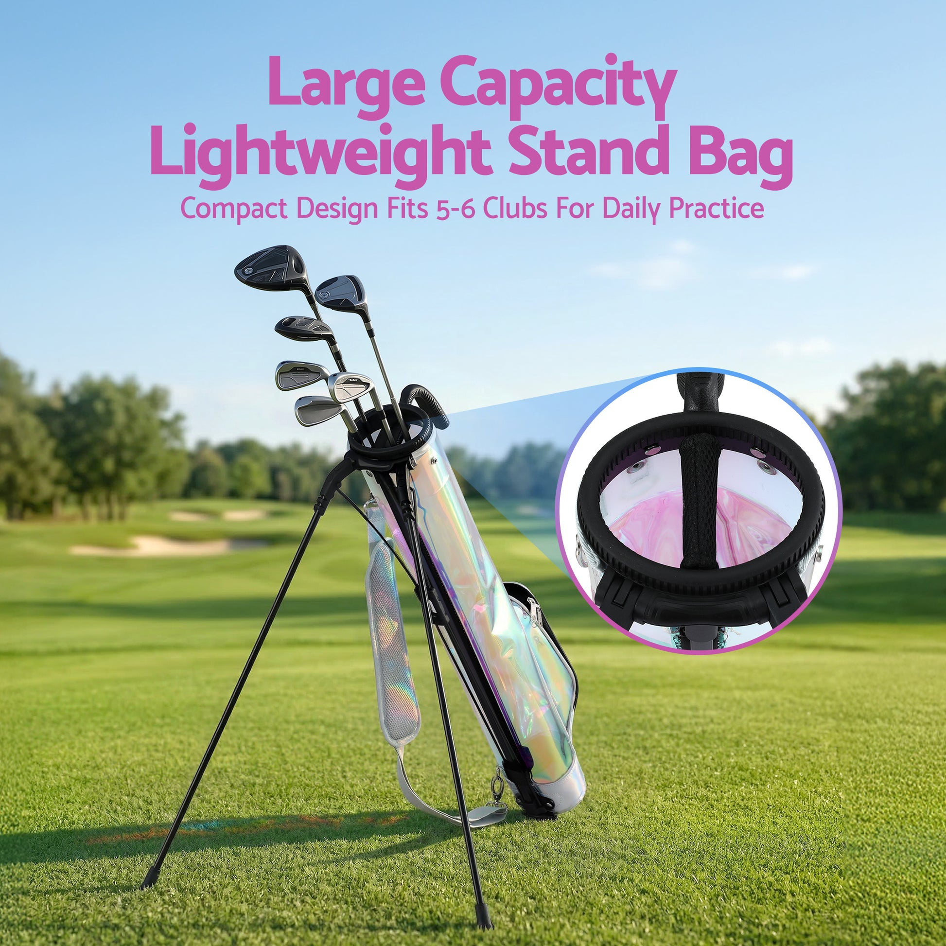 Everfit Golf Stand Bag Lightweight Sunday Pitch And Putt Bag Holographic - Image 7