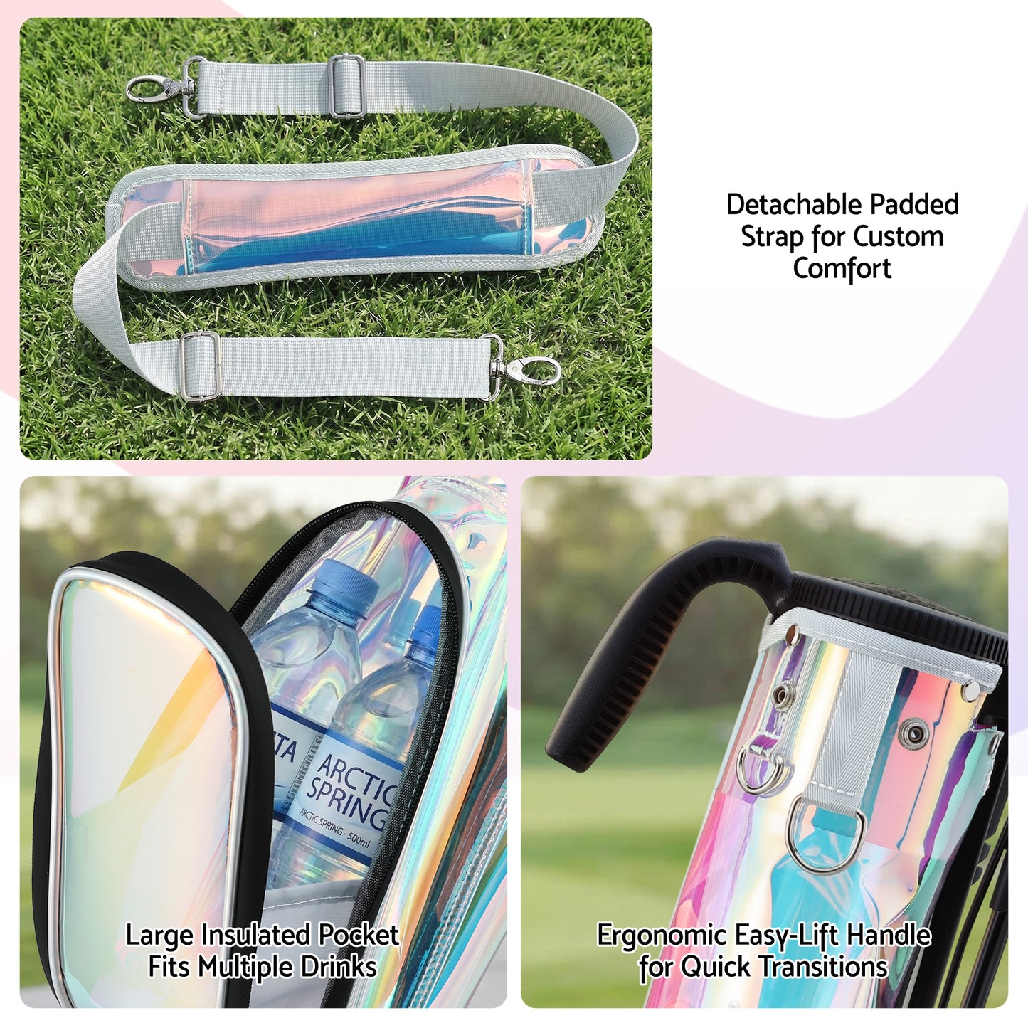 Everfit Golf Stand Bag Lightweight Sunday Pitch And Putt Bag Holographic - Image 8