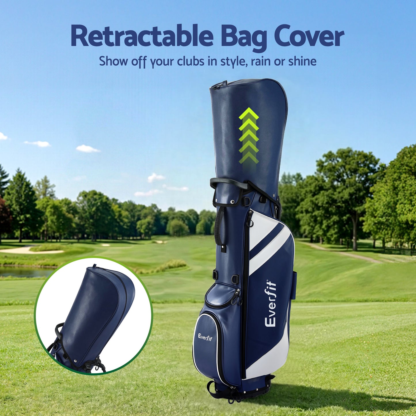 Everfit Golf Stand Bag Lightweight Carry Bag Dual Strap Club Divider Blue - Image 4