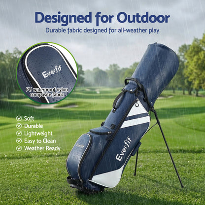 Everfit Golf Stand Bag Lightweight Carry Bag Dual Strap Club Divider Blue - Image 6