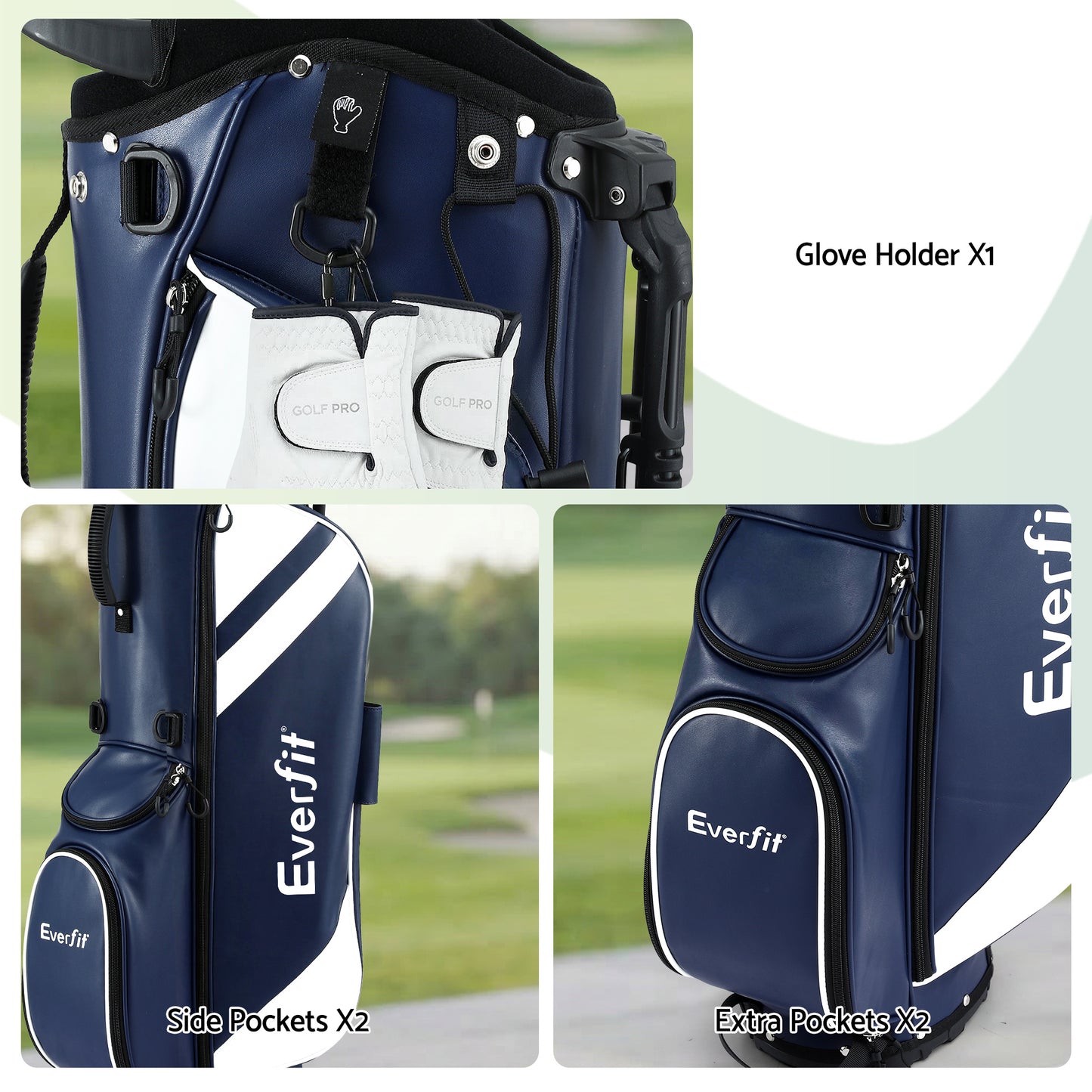 Everfit Golf Stand Bag Lightweight Carry Bag Dual Strap Club Divider Blue - Image 8