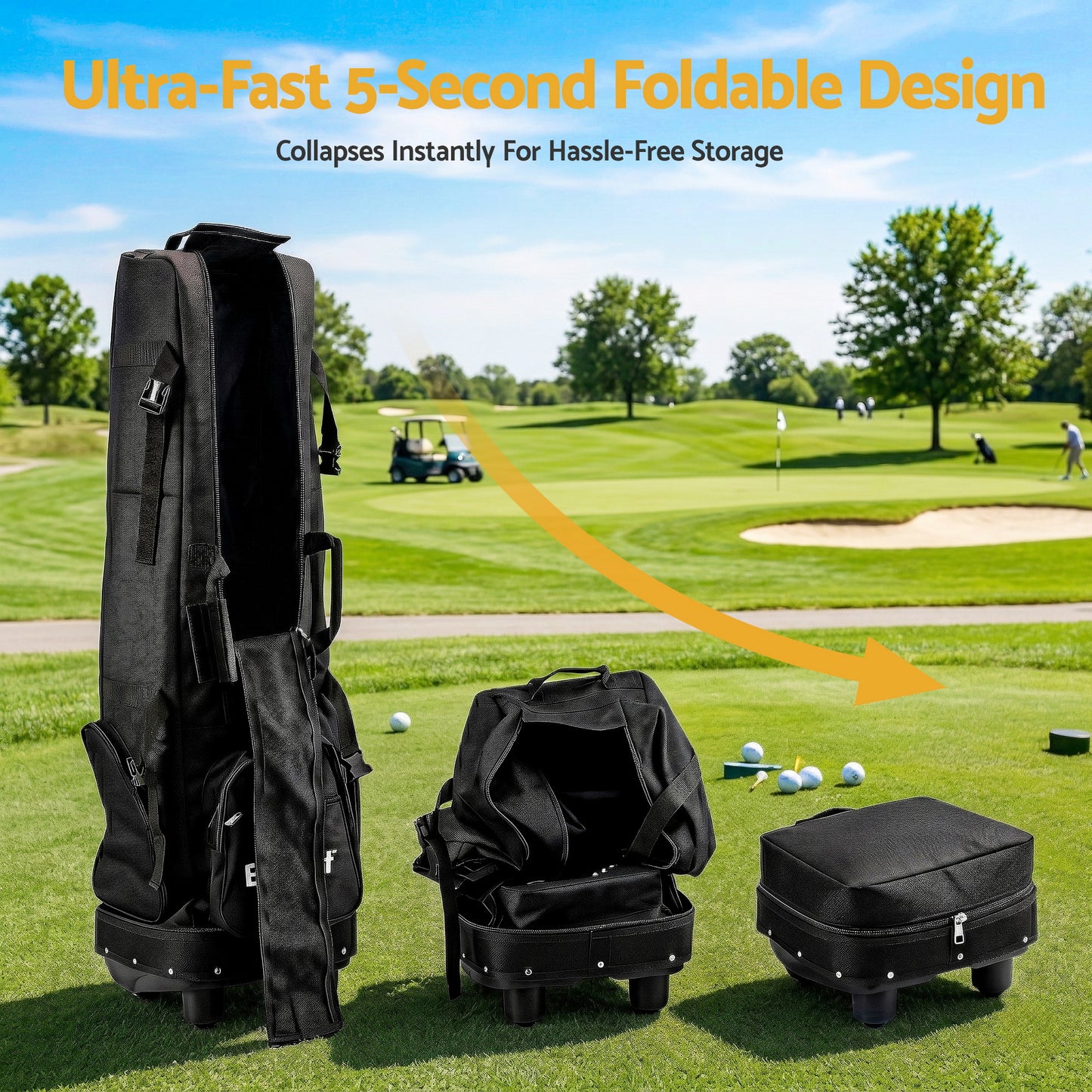 Everfit Golf Travel Bag Flight Cover Foldable Soft Case Wheels Black - Image 4