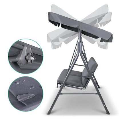 Gardeon Outdoor Swing Chair Garden Chair Bench Furniture Canopy 3 Seater Grey - Image 4