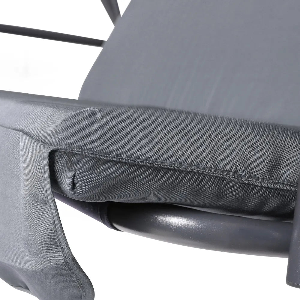 Gardeon Outdoor Swing Chair Garden Chair Bench Furniture Canopy 3 Seater Grey - Image 7