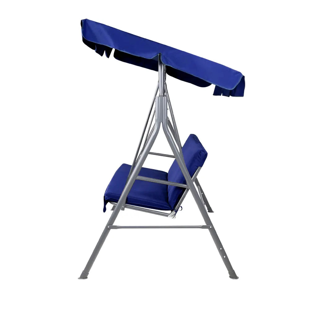 Gardeon Outdoor Swing Chair Garden Bench Furniture Canopy 3 Seater Navy - Image 4