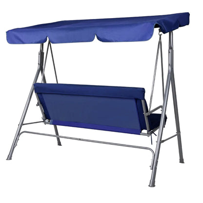 Gardeon Outdoor Swing Chair Garden Bench Furniture Canopy 3 Seater Navy - Image 6
