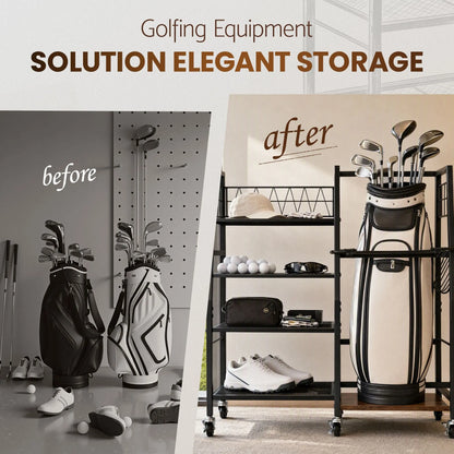 Everfit Golf Bag Storage Rack Golf Organizer Hold 1 Bags 4 Shelves - Image 5