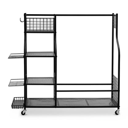 Everfit Golf Bag Storage Golf Storage Garage Organizer with Wheels Black - Image 3
