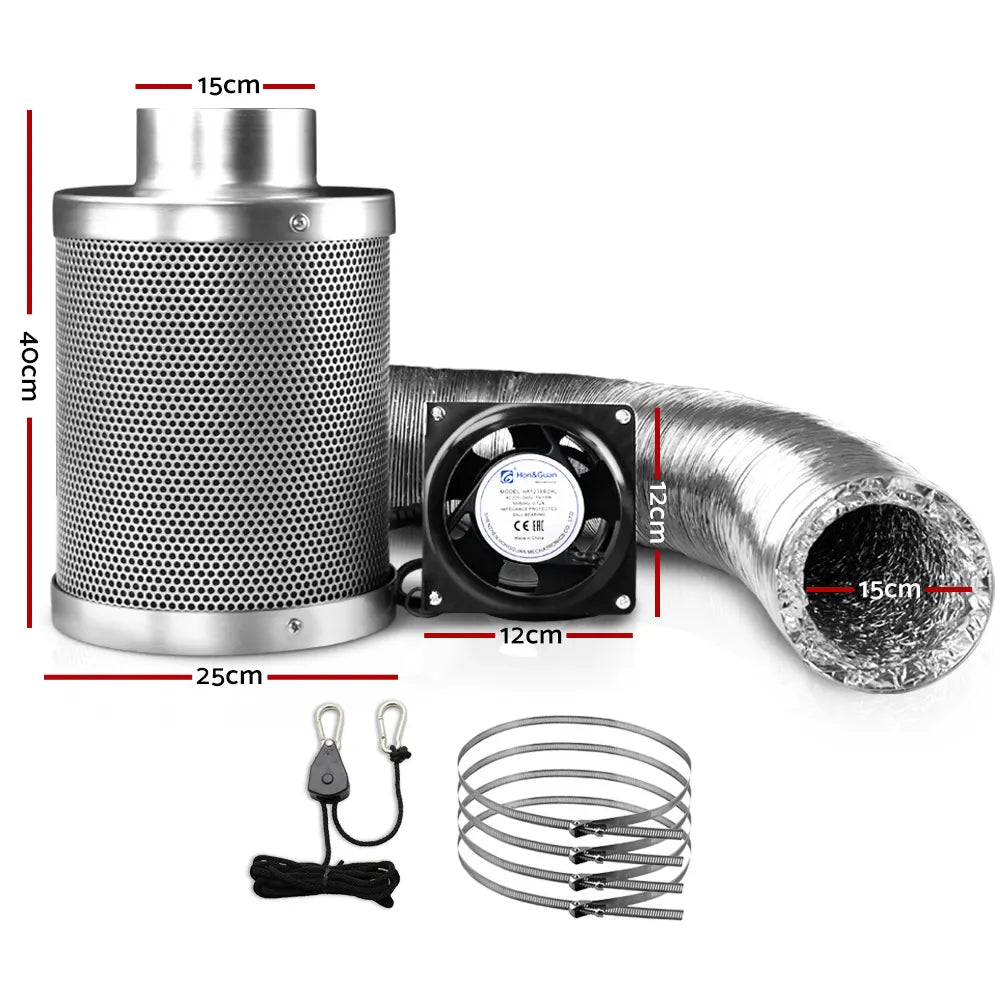 Green Fingers 6"Ventilation Kit Fan Hydroponics Grow Tent Kit Carbon Filter Duct,Green Fingers 6"Ventilation Kit Fan Hydroponics Grow Tent Kit Carbon Filter Duct - Image 2