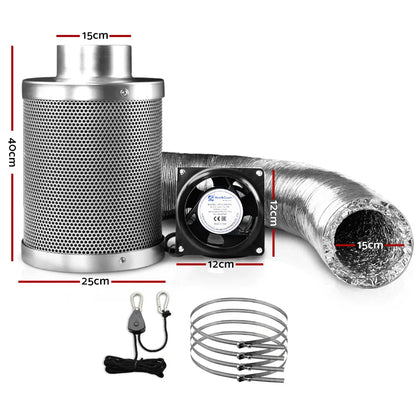 Green Fingers 6"Ventilation Kit Fan Hydroponics Grow Tent Kit Carbon Filter Duct,Green Fingers 6"Ventilation Kit Fan Hydroponics Grow Tent Kit Carbon Filter Duct - Image 2