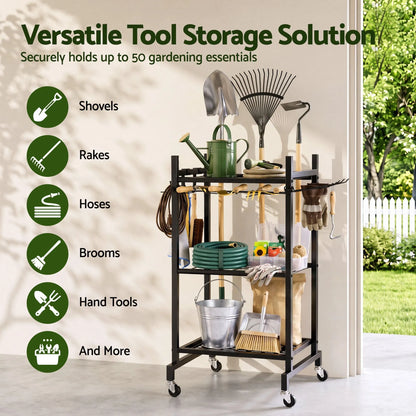 Gardeon Garden Tool Organizer with Wheels Heavy Duty Garage Yard Storage Cart