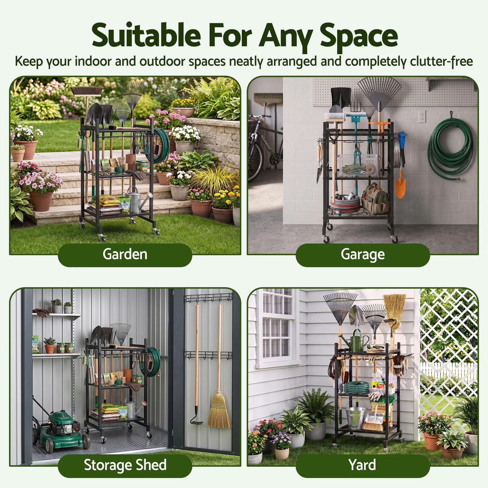 Gardeon Garden Tool Organizer with Wheels Heavy Duty Garage Yard Storage Cart - Image 4
