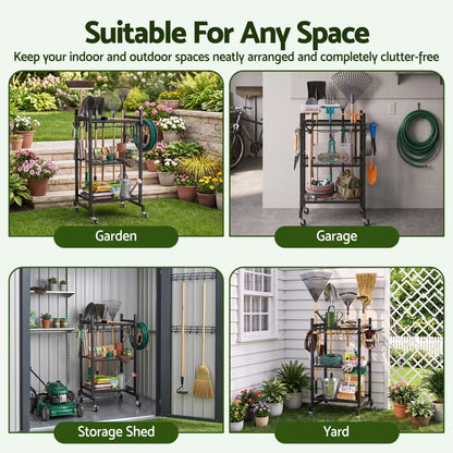Gardeon Garden Tool Organizer with Wheels Heavy Duty Garage Yard Storage Cart - Image 4