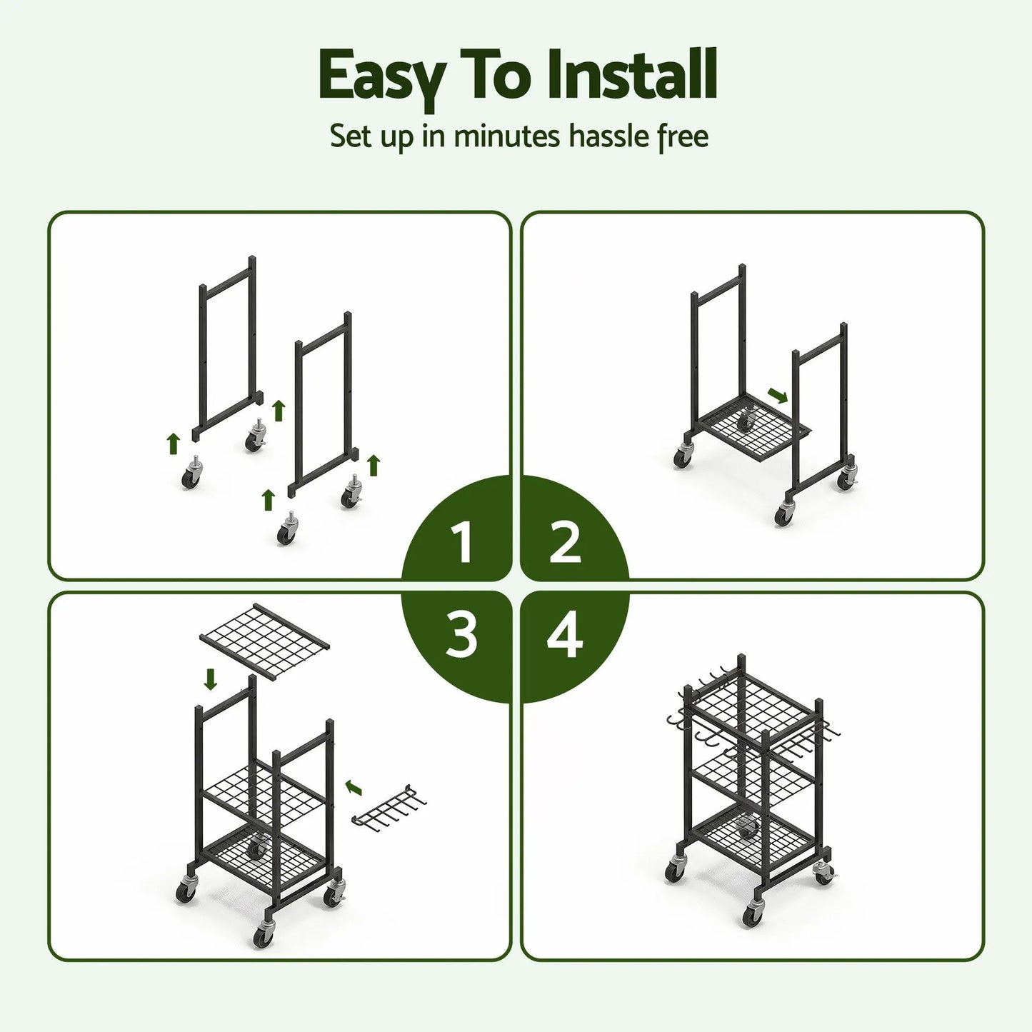Gardeon Garden Tool Organizer with Wheels Heavy Duty Garage Yard Storage Cart - Image 5