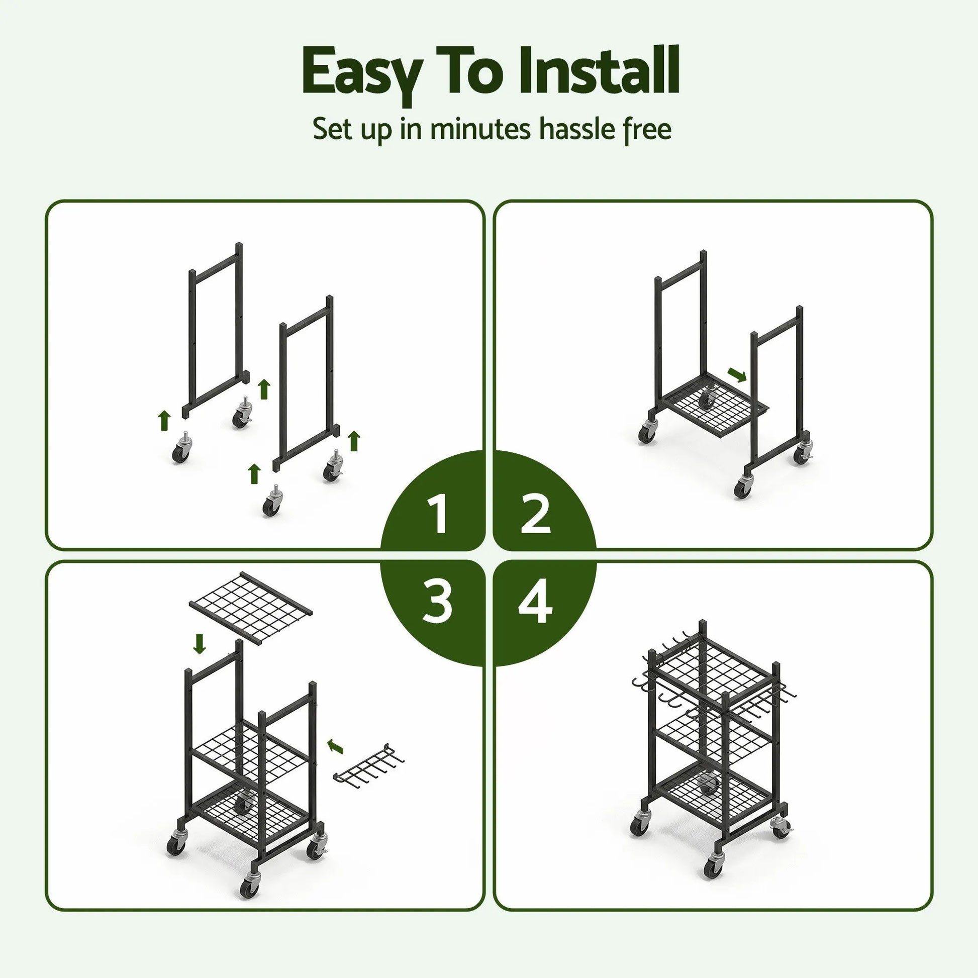 Gardeon Garden Tool Organizer with Wheels Heavy Duty Garage Yard Storage Cart - Image 5