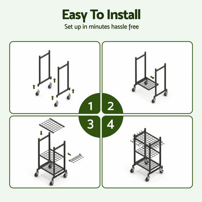 Gardeon Garden Tool Organizer with Wheels Heavy Duty Garage Yard Storage Cart - Image 5