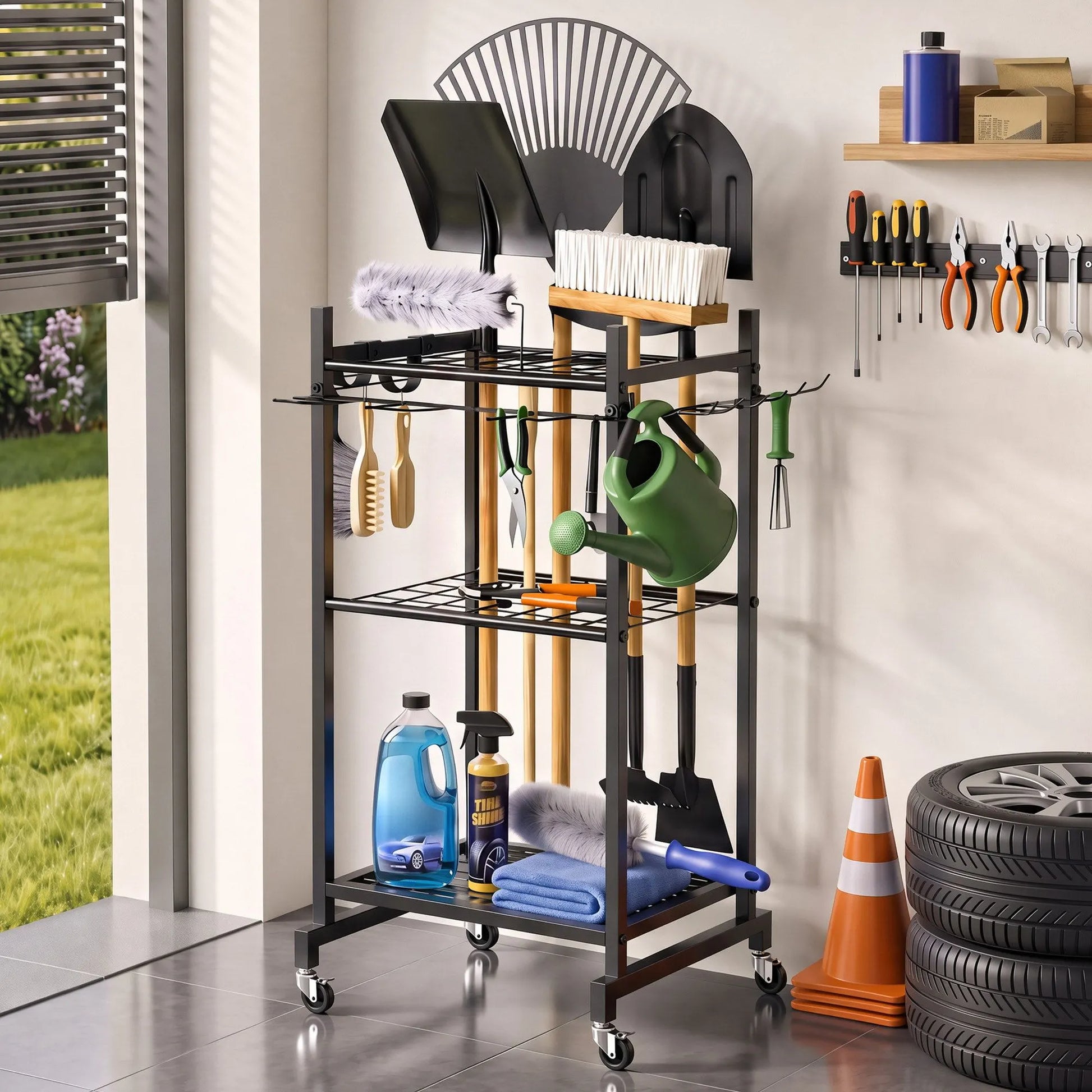 Gardeon Garden Tool Organizer with Wheels Heavy Duty Garage Yard Storage Cart - Image 6