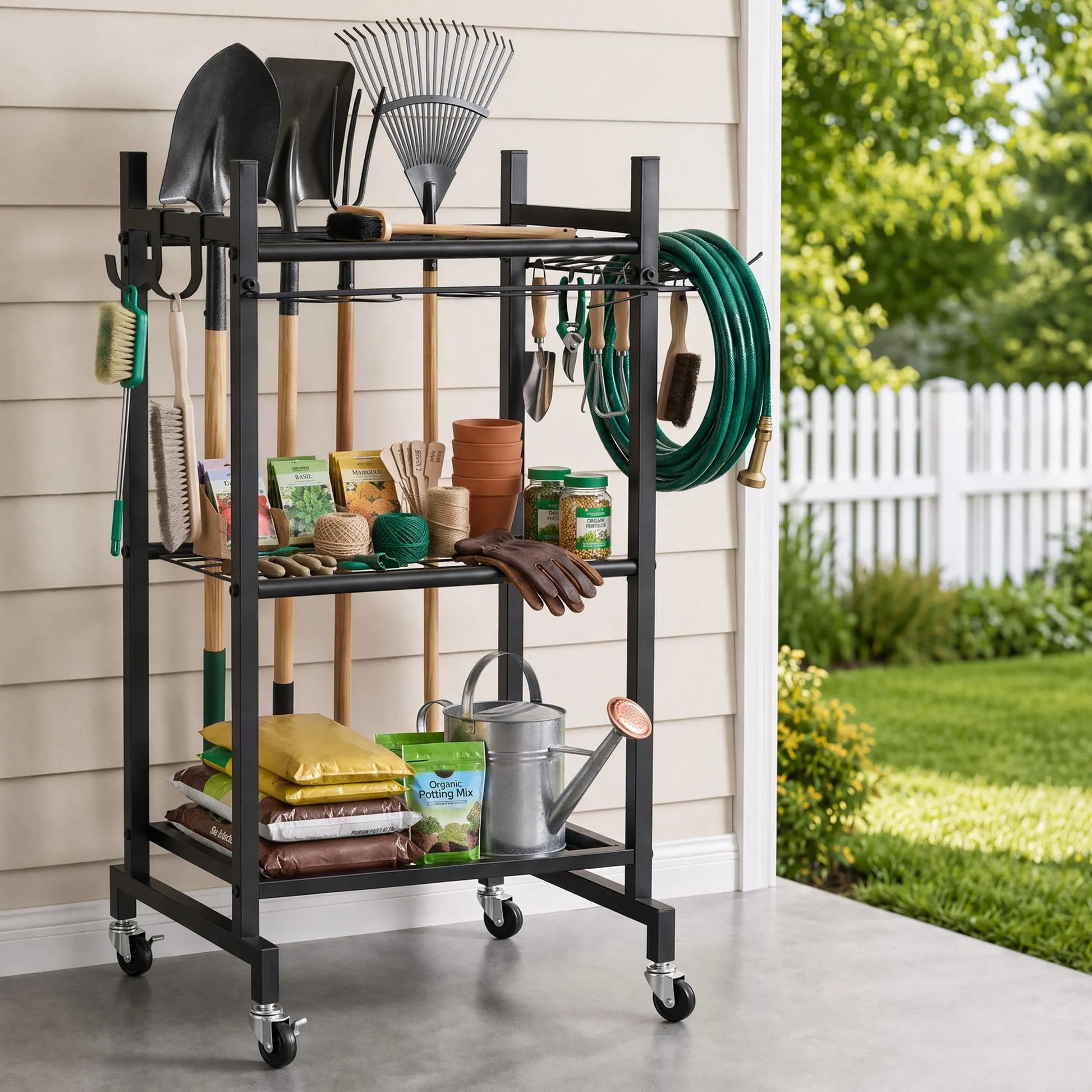 Gardeon Garden Tool Organizer with Wheels Heavy Duty Garage Yard Storage Cart - Image 7