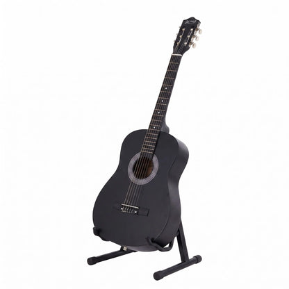 Alpha 38 Inch Classical Acoustic Guitar with Folding Stand Capo and String Set Black - Image 3