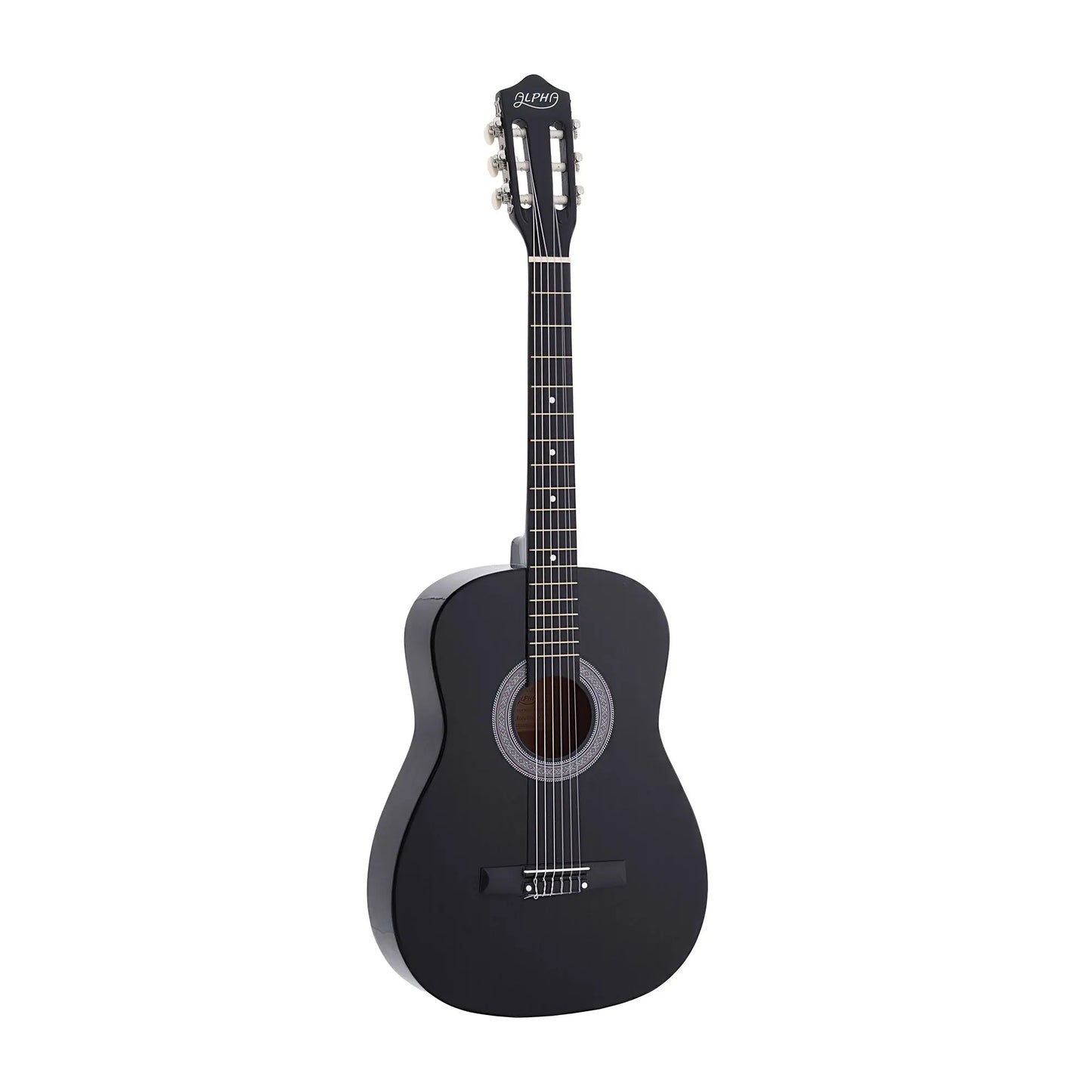 Alpha 38 Inch Acoustic Guitar Full Size Classical Cutaway Nylon String Black - Image 2