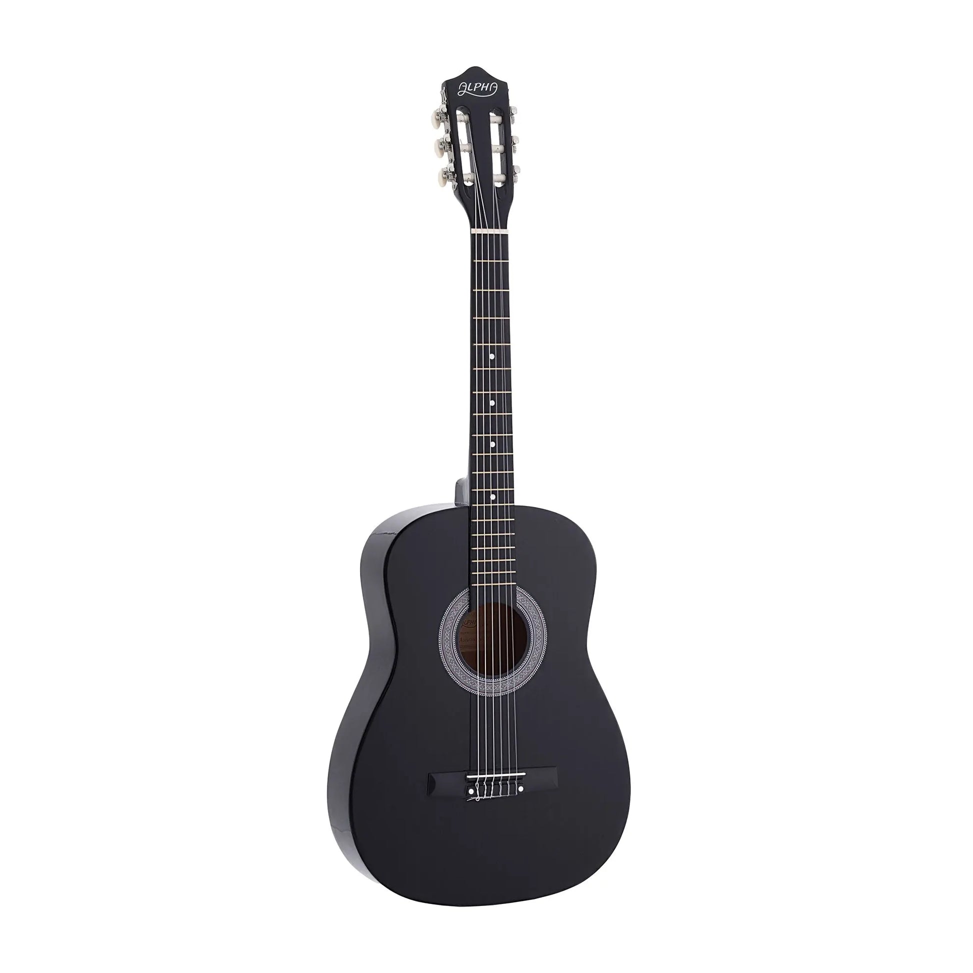 Alpha 38 Inch Acoustic Guitar Full Size Classical Cutaway Nylon String Black - Image 2