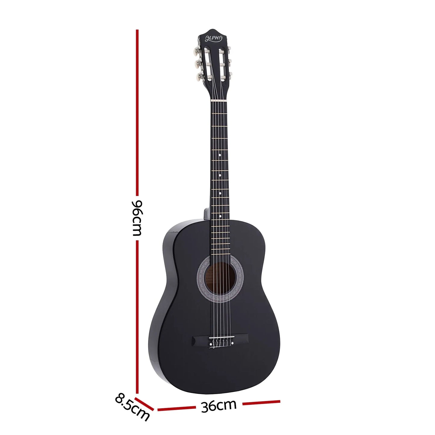 Alpha 38 Inch Acoustic Guitar Full Size Classical Cutaway Nylon String Black - Image 3