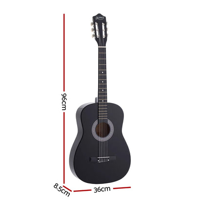 Alpha 38 Inch Acoustic Guitar Full Size Classical Cutaway Nylon String Black - Image 3