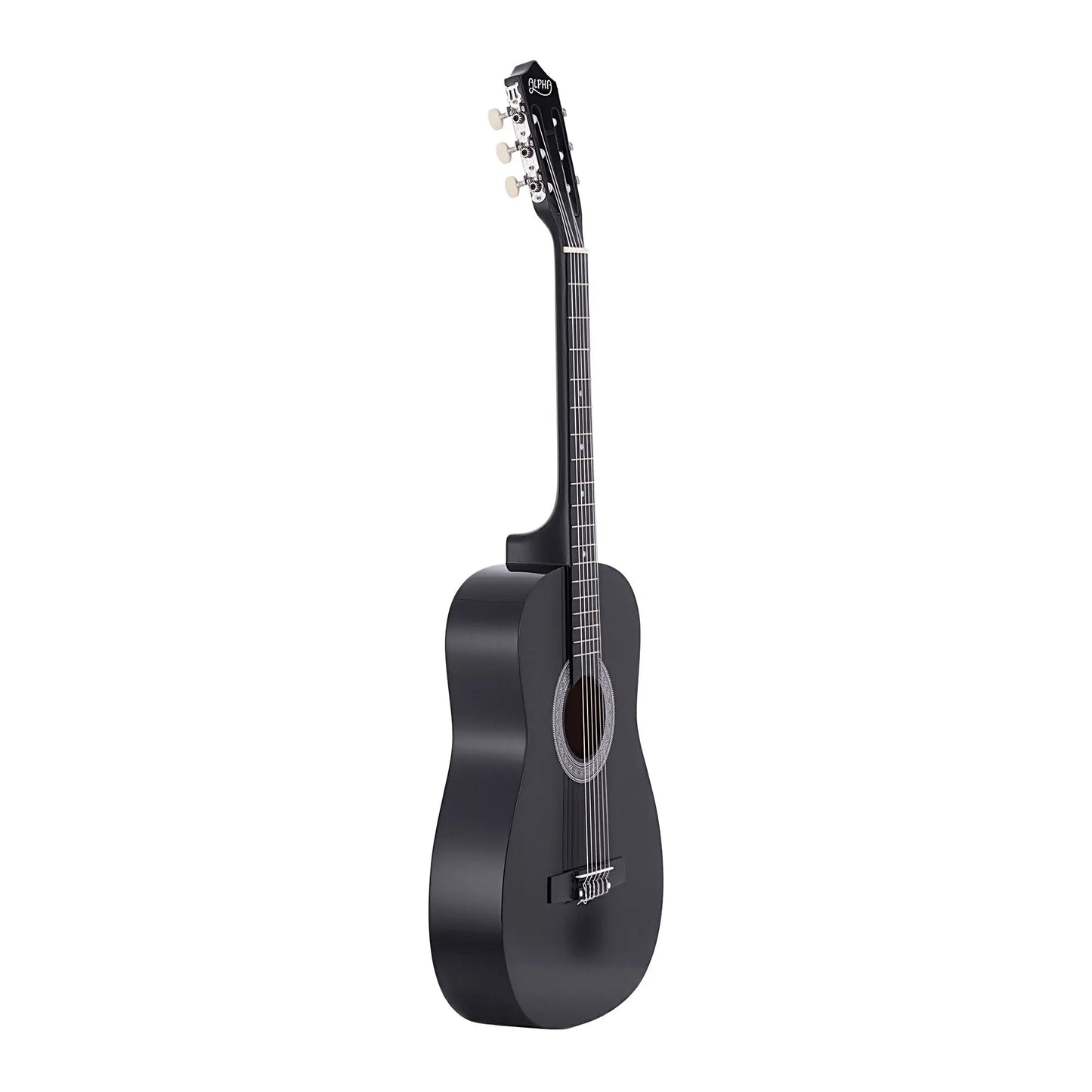 Alpha 38 Inch Acoustic Guitar Full Size Classical Cutaway Nylon String Black - Image 4