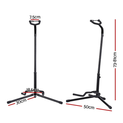 Alpha Iron Adjustable Guitar Stand Folding Instrument Holder Acoustic Bass Rack Black - Image 3