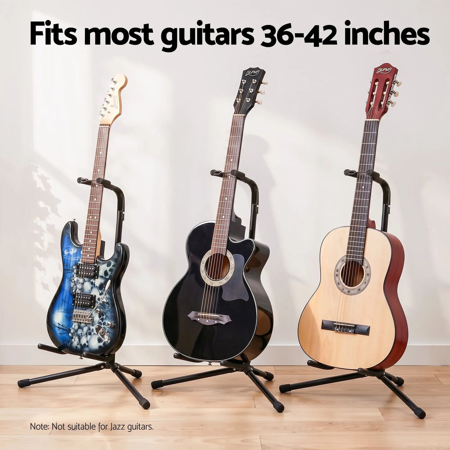 Alpha Iron Adjustable Guitar Stand Folding Instrument Holder Acoustic Bass Rack Black - Image 5