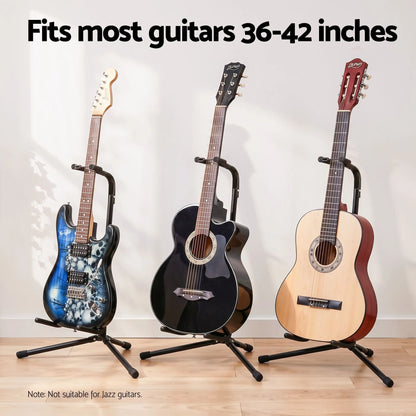Alpha Iron Adjustable Guitar Stand Folding Instrument Holder Acoustic Bass Rack Black - Image 5
