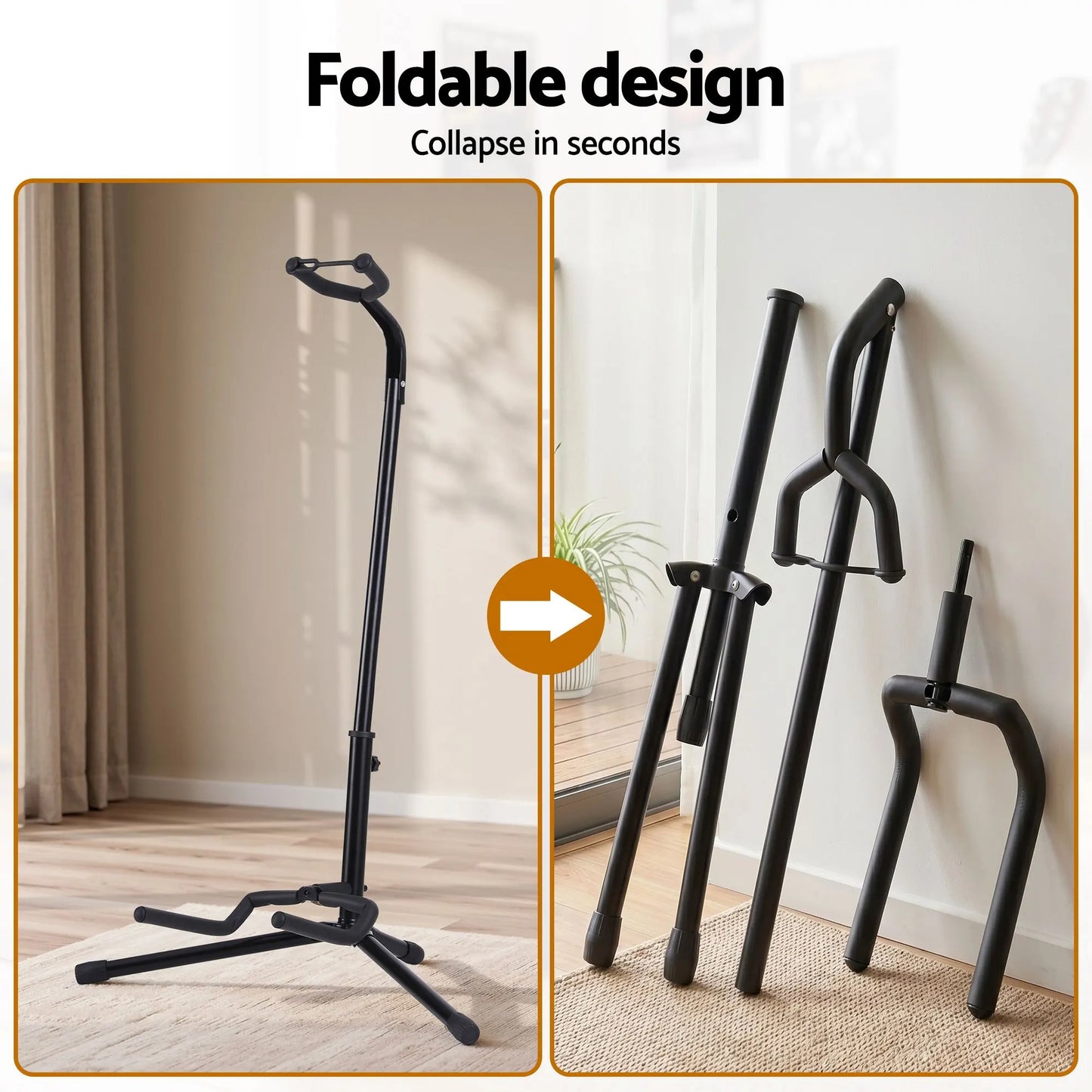 Alpha Iron Adjustable Guitar Stand Folding Instrument Holder Acoustic Bass Rack Black - Image 7
