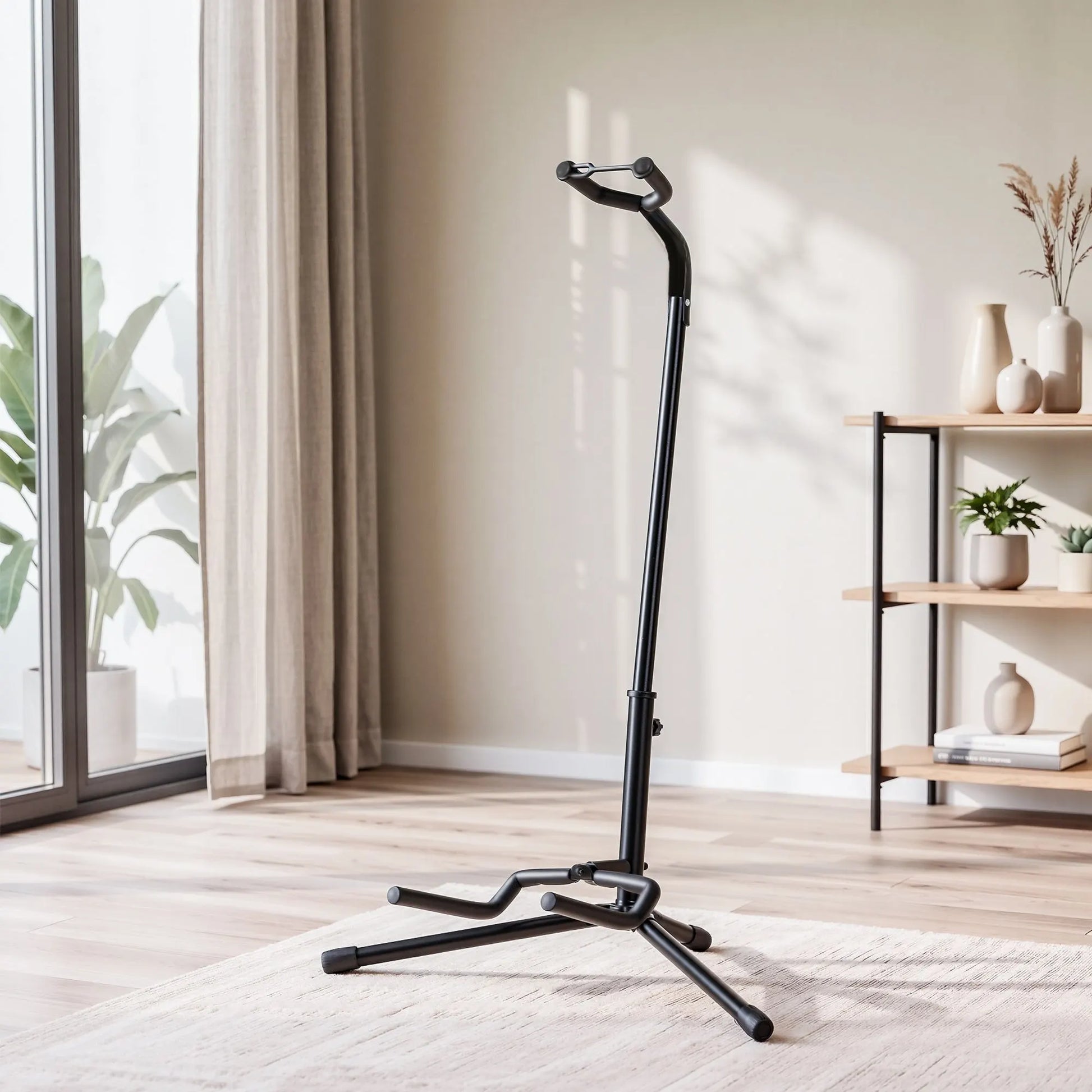 Alpha Iron Adjustable Guitar Stand Folding Instrument Holder Acoustic Bass Rack Black - Image 9