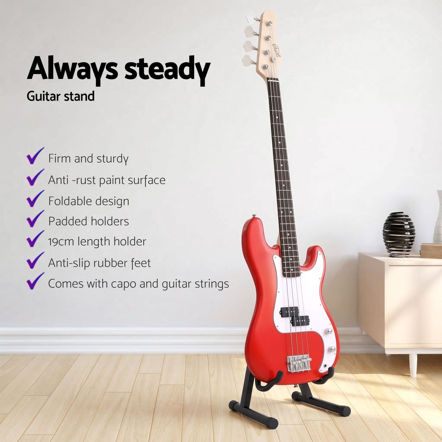 Alpha Electric Guitar Bass 47 Inch Set Kit 40W Bass Guitar Amplifier Guitar Stand Folding - Image 8