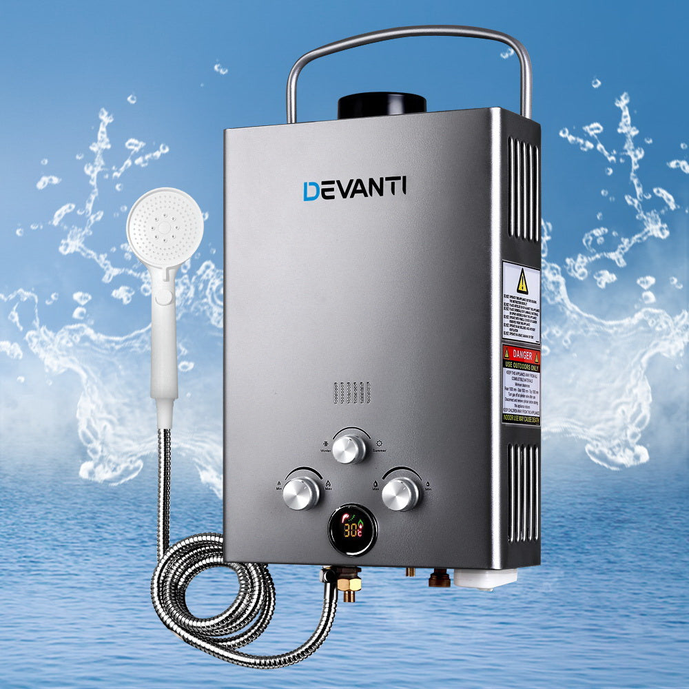 Devanti Portable Gas Water Heater With Pump LPG System Grey - Image 7