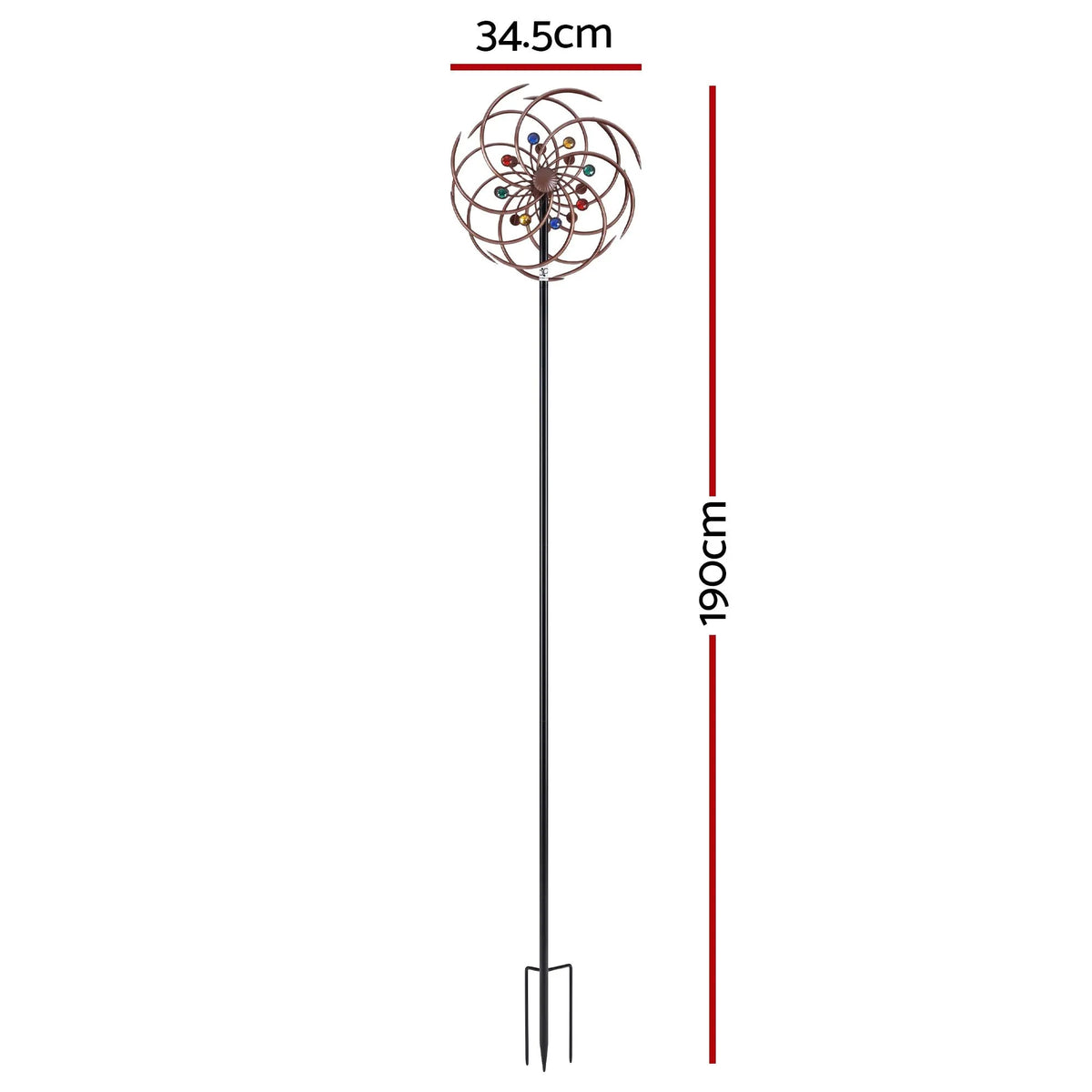 Gardeon Garden Windmill Metal Wind Spinner Double Layer 190cm Bronze  - Image 3