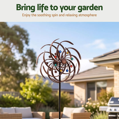 Gardeon Garden Windmill Metal Wind Spinner Double Layer 190cm Bronze  - Image 8