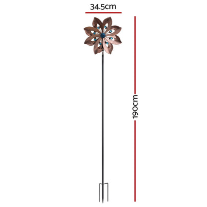Gardeon Garden Windmill Double Layer Metal Wind Spinner 190cm Bronze - Image 3